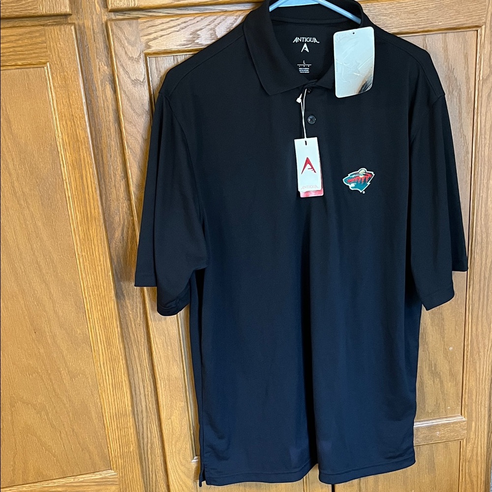 Antigua Men's Black  Minnesota Wild Polo